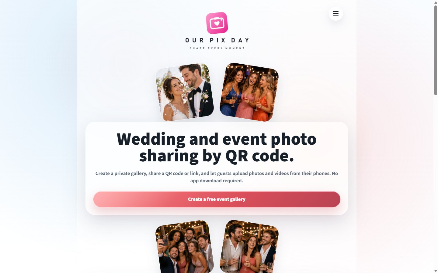 OurPixDay, QR-Code Photo Sharing for Weddings & Events screenshot